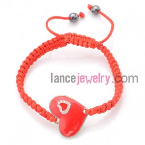 Unique love heart findings weaving bracelet