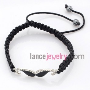 Classic dark color weaving bracelet with nice alloy parts