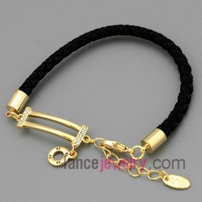 Classical black strings decoration  chain link bracelet