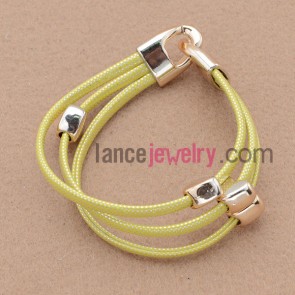 Leather based bracelet with ccb decoration