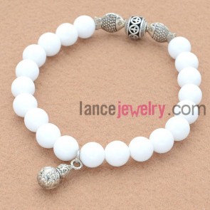 Pure color stone,alloy fish accessories and calabash pendant bead bracelet.