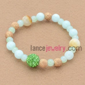 Fashion rhinestone&alloy findings decorated bead bracelet.