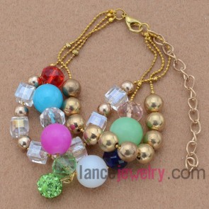 Fashion bracelet with ccb,rhinestone,acrylic and crystal beads 