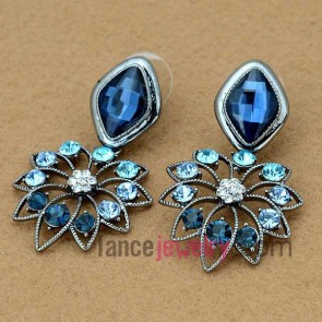 Personality series earrings decorated with blue flower