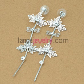 Elegant series earrings decorated with dragonflies and leaves
