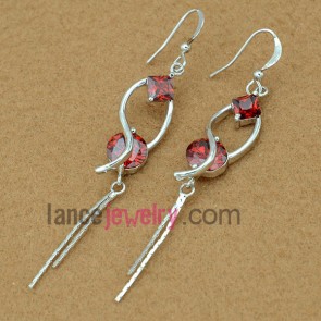 Gorgeous red color zirconia pendant drop earrings