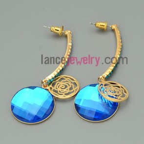 Elegant rose & glass ornate drop earrings