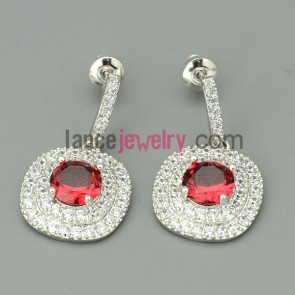 Glittering zirconia beads decorated drop earrings