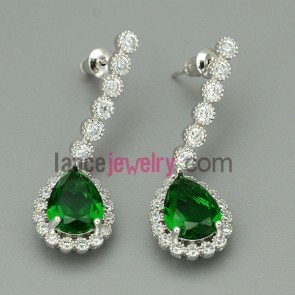 Fashion drop earrings with sweet zirconia 