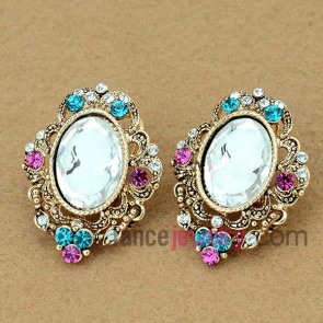Colorful series earrings decorated with vintage mirrors model
