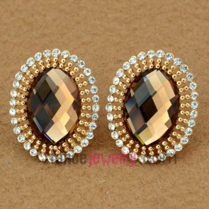 Classical rhinestone & crystal decoration zinc alloy stud earrings