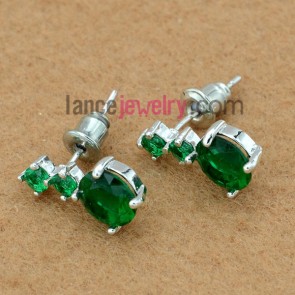 Striking green color zirconia pendant decorated drop earrings