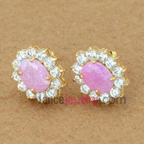 Delicate stud earrings with white color zirconia