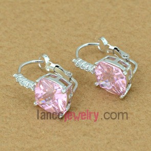 Sweet pink color zirconia earrings