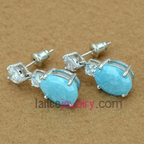 Nice blue color zirconia pendant drop earrings