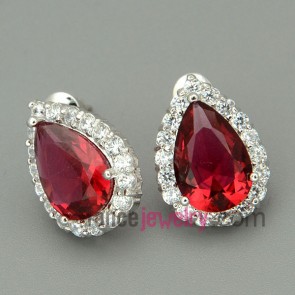 Gorgeous red color zirconia stud earrings