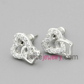 Two hearts connected studded earrings