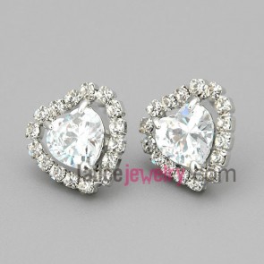 Double hearts studded earrings