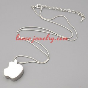 Trendy necklace with metal chain & apple pendant 