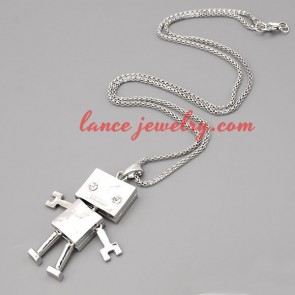 Lovely necklace with metal chain & little robot pendant 