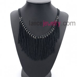 Personality necklace with many black chain pendant 