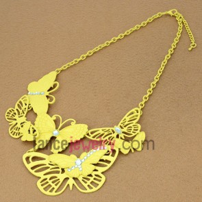 Romantic girl series sweater chain necklace with several butterfly

