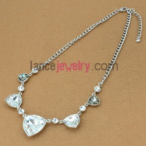 Elegant series sweater chain necklace with cute crystals