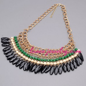 Diferent color CCB beads decorated necklace 