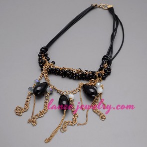 Cool many black CCB beads decorated necklace