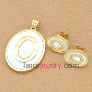 Stainless Steel Jewelry Sets, Pendant & Earring,Shell Decorated