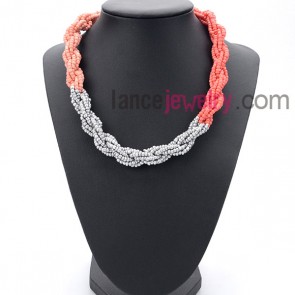 Sweet series necklace with silver and the gradient orange measles


