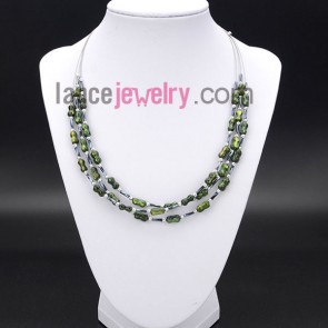 Elegant necklace decorated with green shell and ccd