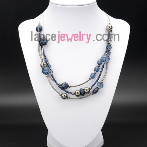 Elegant necklace decorated with ccb beads in blue color and small size measles