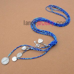 Cute necklace with multicolor measles and different shape pendant 