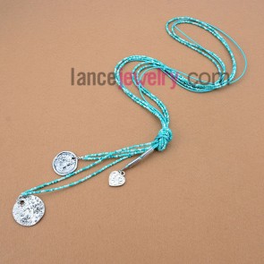 Sweet necklace with multicolor measles and alloy pendant 