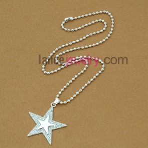 High quality rhinestone star pendant sweater chain necklace