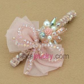 Fashion pink color bow tie decoration hair clip