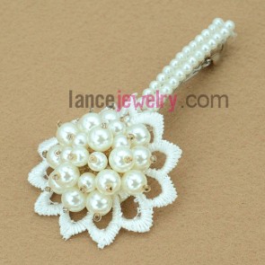 Pure white color flower design decoration hair clip