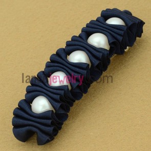 Elegant dark blue color fabric decoration hair clip 