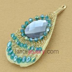 Elegant hair clip with blue color ccb beads and crystal 