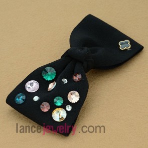 Classic black color boe tie design hair clip