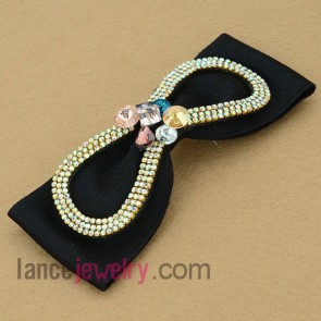 Classic black color bow tie model with crystal and ccb beads