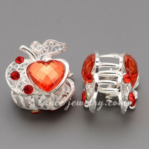 Lovely apple shape hair claw decorated with red resin & rhinestone