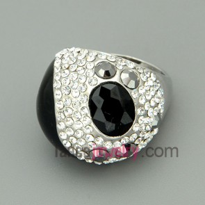Trendy alloy rings with rhinestone beads
