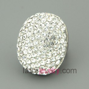 Glittering rhinestone beads decorated alloy rings