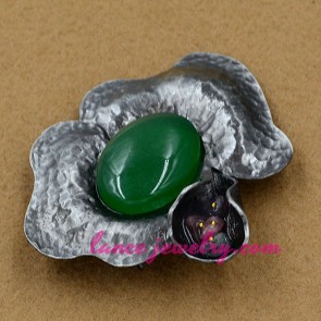 Striking dark green color resin bead decoration brooch