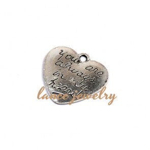 Classical Engraved Letter Heart Shape Zinc Alloy Pendant 